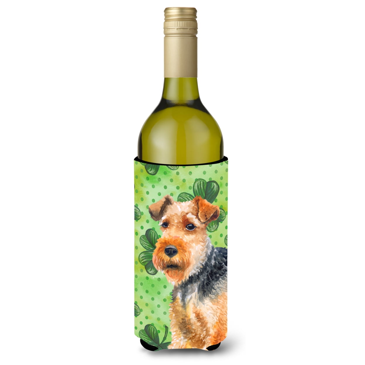 Picture of Carolines Treasures BB9874LITERK Welsh Terrier St. Patricks Wine Bottle Beverge Insulator Hugger
