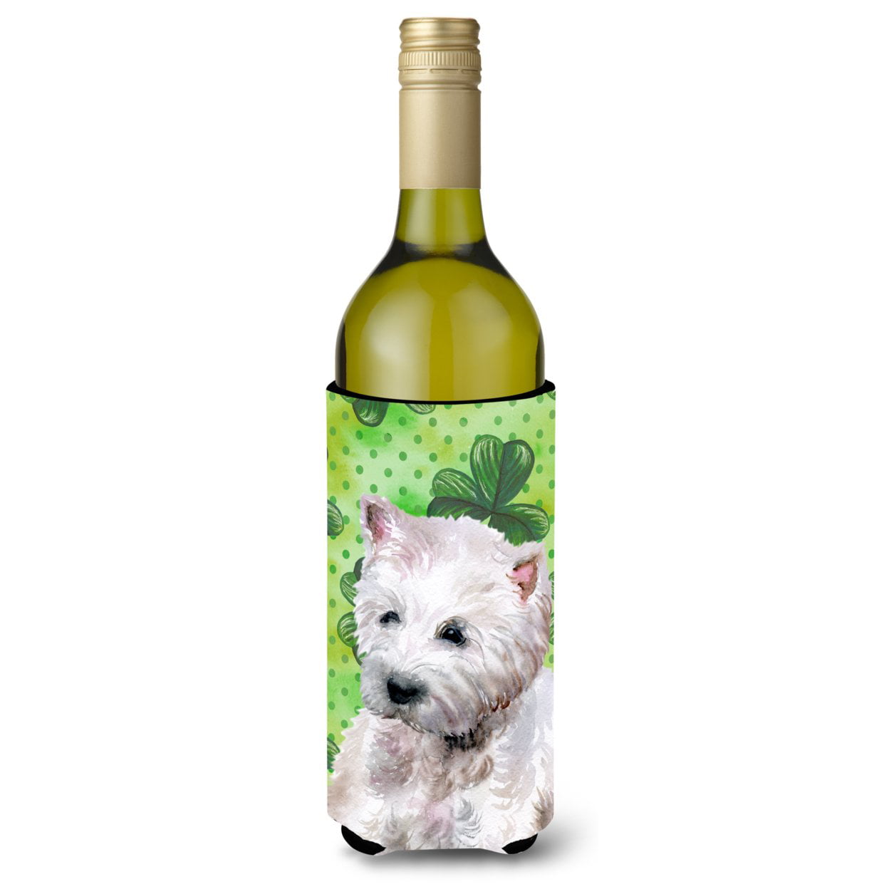 Picture of Carolines Treasures BB9875LITERK Westie St. Patricks Wine Bottle Beverge Insulator Hugger