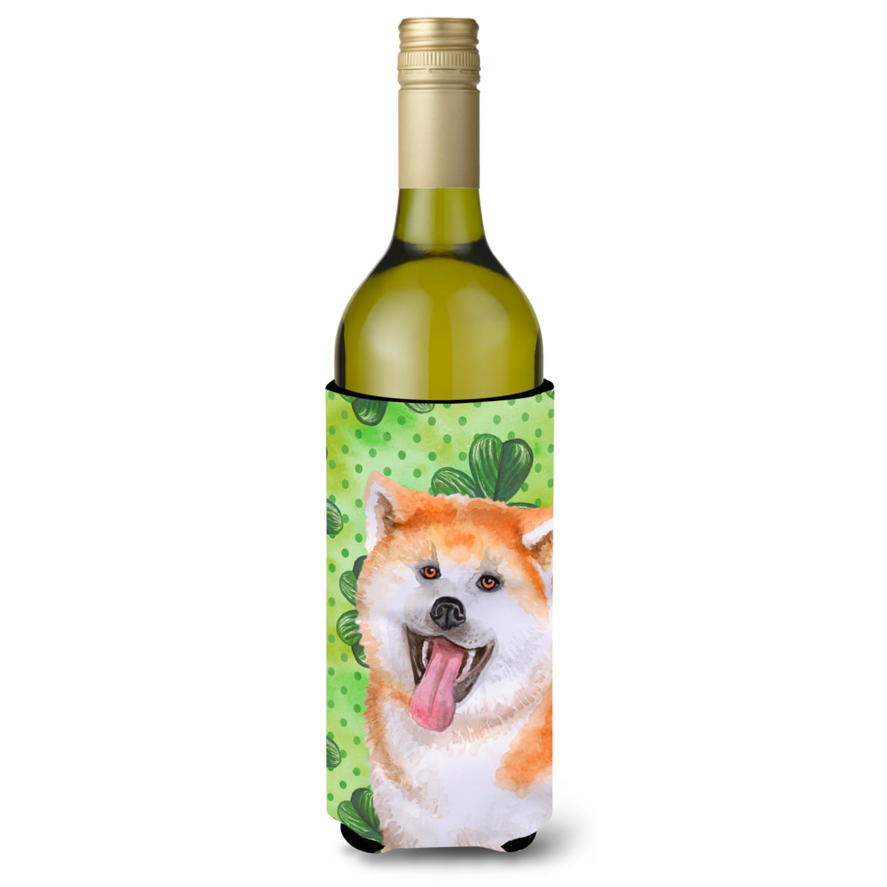 Picture of Carolines Treasures BB9877LITERK Akita St. Patricks Wine Bottle Beverge Insulator Hugger