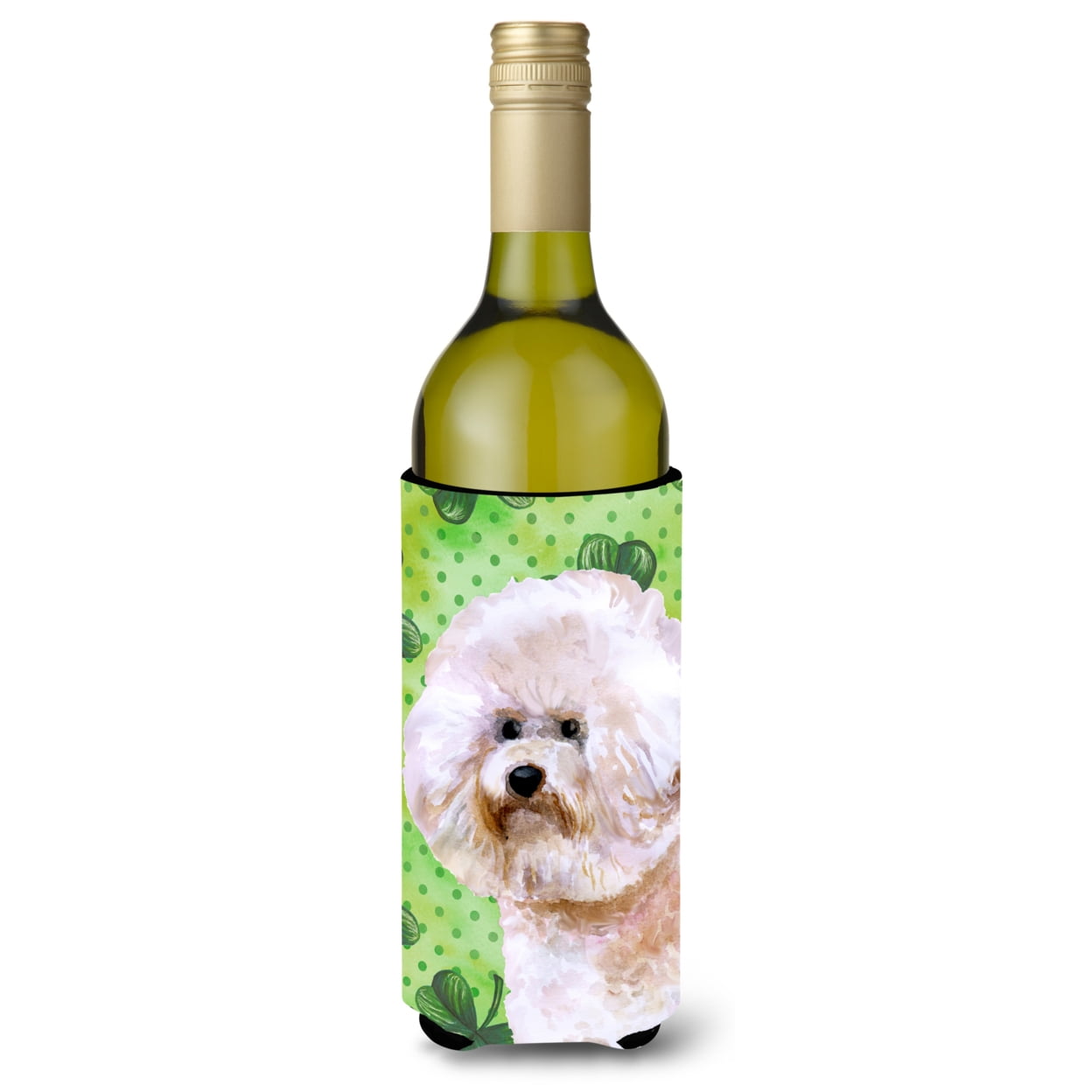 Picture of Carolines Treasures BB9879LITERK Bichon Frise No.2 St. Patricks Wine Bottle Beverge Insulator Hugger