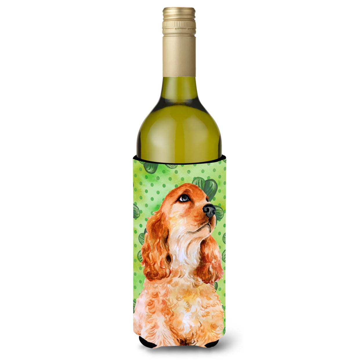 Picture of Carolines Treasures BB9880LITERK Cocker Spaniel St. Patricks Wine Bottle Beverge Insulator Hugger