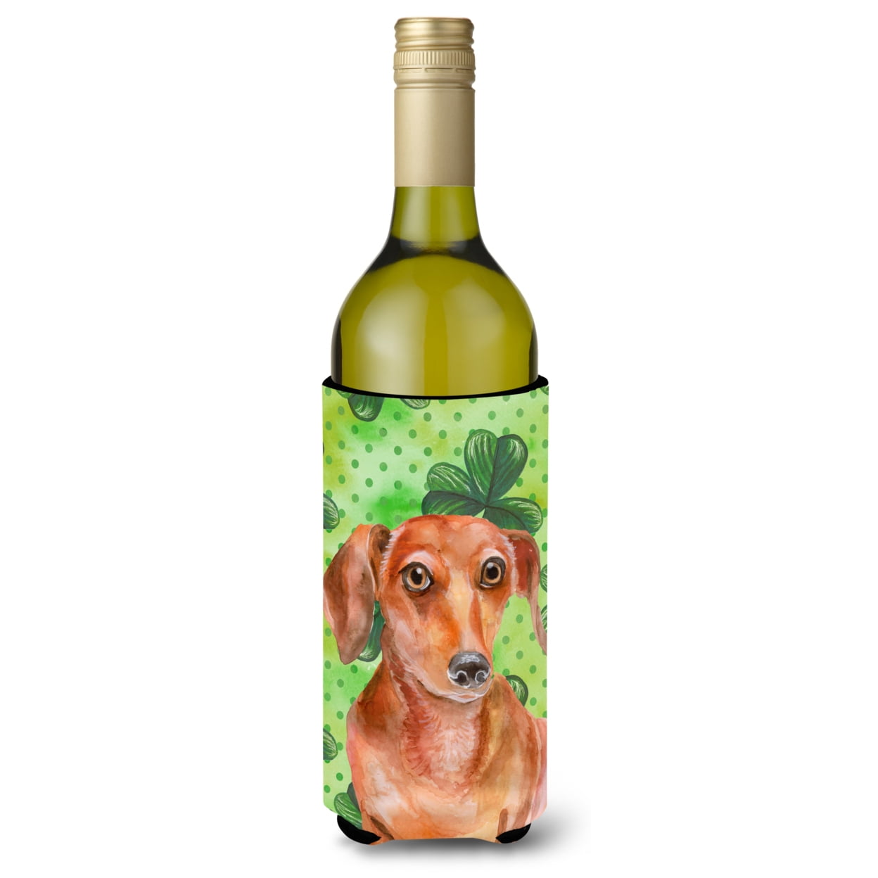 Picture of Carolines Treasures BB9881LITERK Red Dachshund St. Patricks Wine Bottle Beverge Insulator Hugger