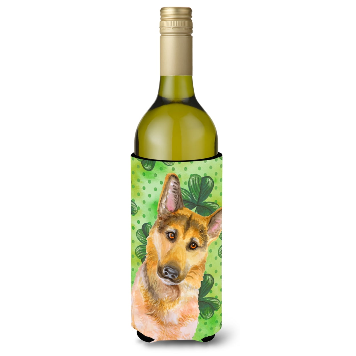 Picture of Carolines Treasures BB9885LITERK German Shepherd No.2 St. Patricks Wine Bottle Beverge Insulator Hugger