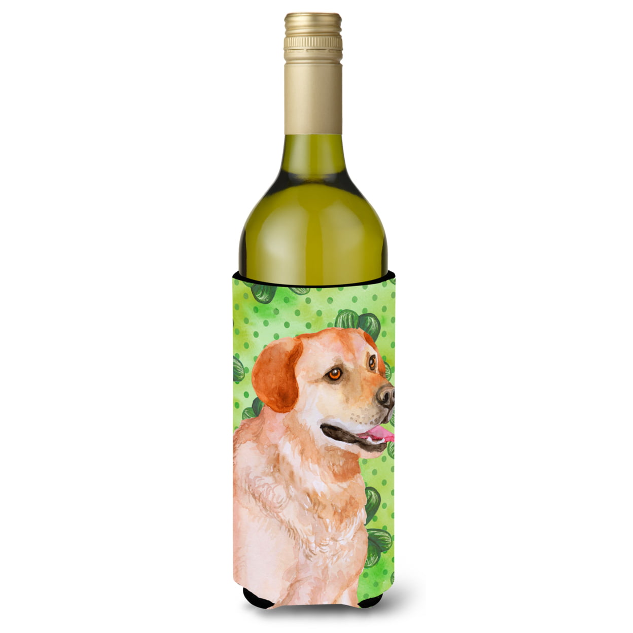 Picture of Carolines Treasures BB9888LITERK Labrador Retriever St. Patricks Wine Bottle Beverge Insulator Hugger