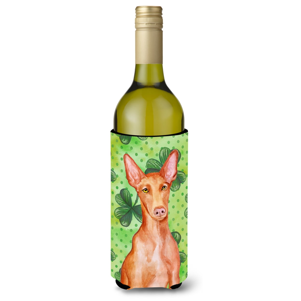 Picture of Carolines Treasures BB9889LITERK Pharaoh Hound St. Patricks Wine Bottle Beverge Insulator Hugger
