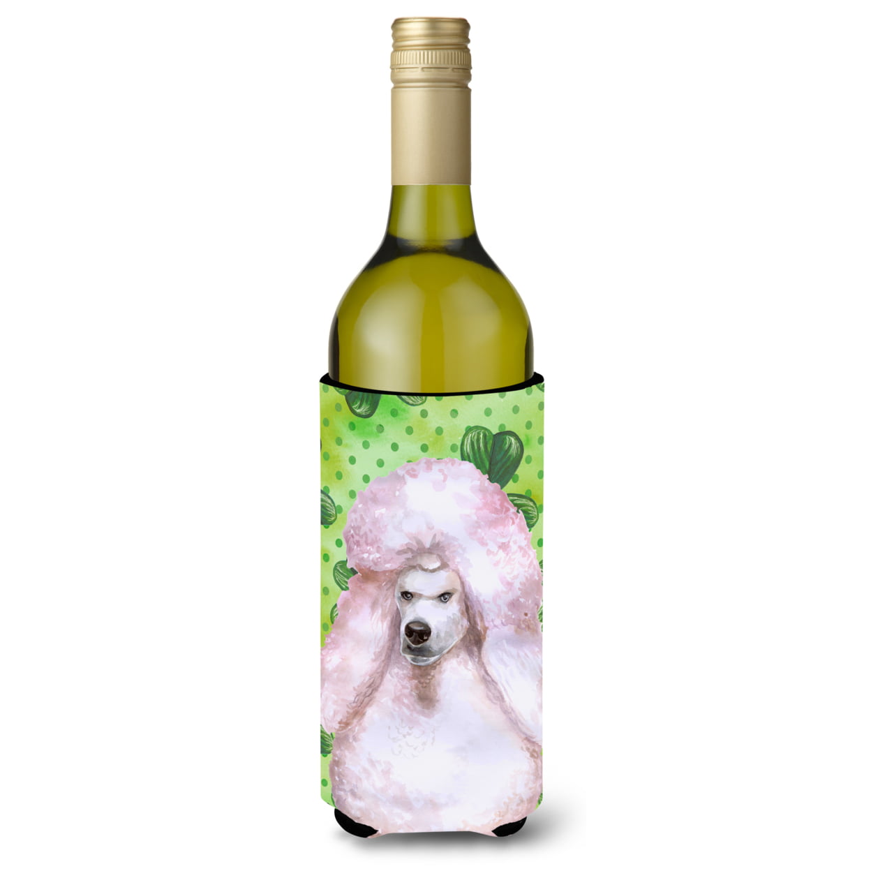 Picture of Carolines Treasures BB9891LITERK White Standard Poodle St. Patricks Wine Bottle Beverge Insulator Hugger