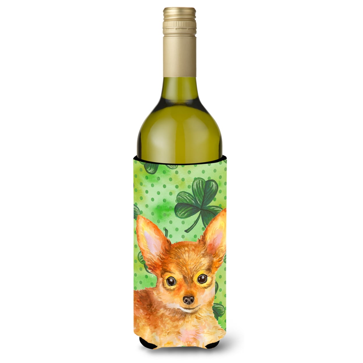 Picture of Carolines Treasures BB9896LITERK Toy Terrier St. Patricks Wine Bottle Beverge Insulator Hugger