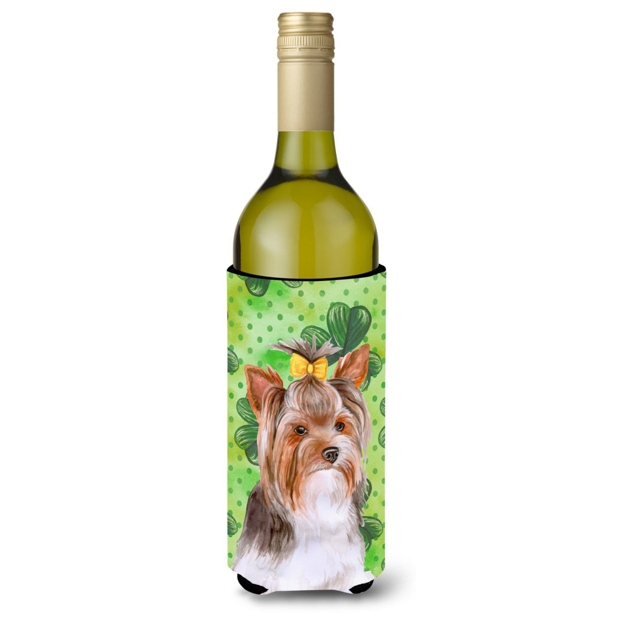 Picture of Carolines Treasures BB9897LITERK Yorkshire Terrier No.2 St. Patricks Wine Bottle Beverge Insulator Hugger