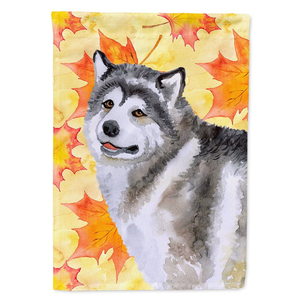 BB9899CHF Alaskan Malamute Fall Flag - Canvas House Size