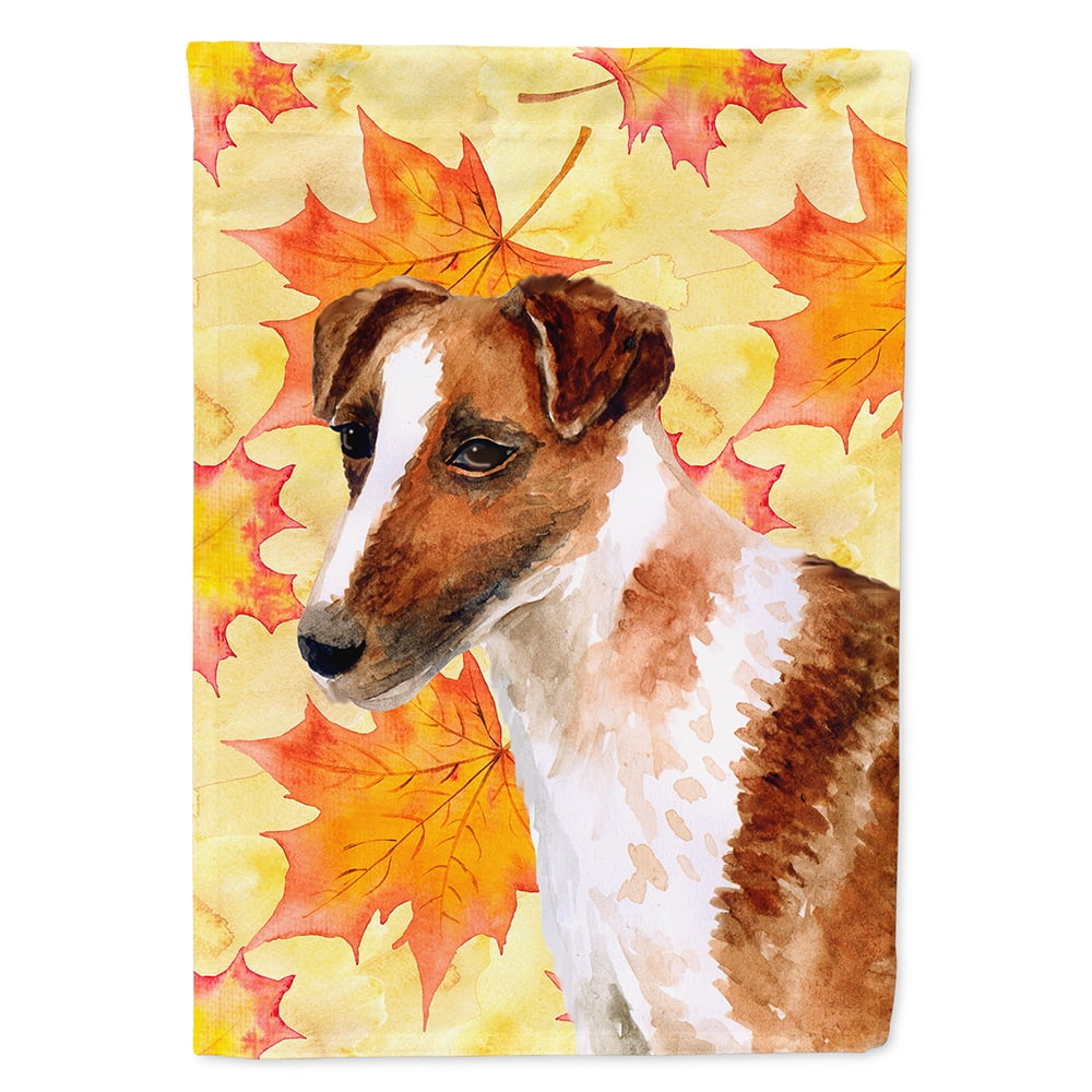 Smooth Fox Terrier Fall Flag - Canvas House Size