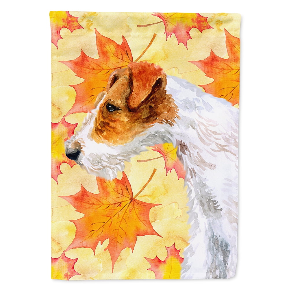 BB9911CHF Fox Terrier Fall Flag - Canvas House Size