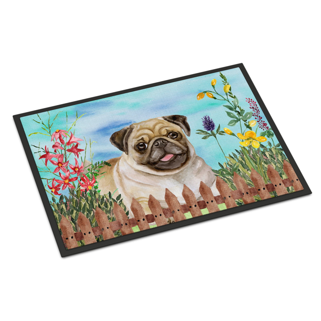 Fawn Pug Spring Indoor or Outdoor Mat - 24 x 36 in.