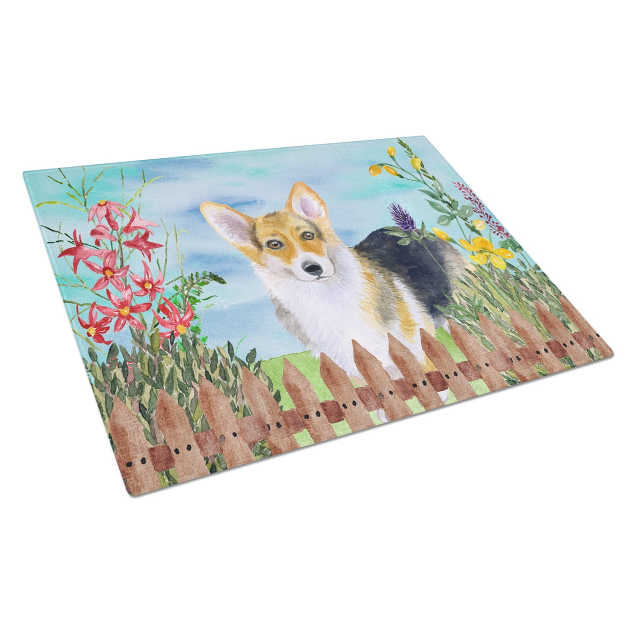 Picture of Carolines Treasures CK1204LCB Pembroke Corgi Spring Glass Cutting Board, Large