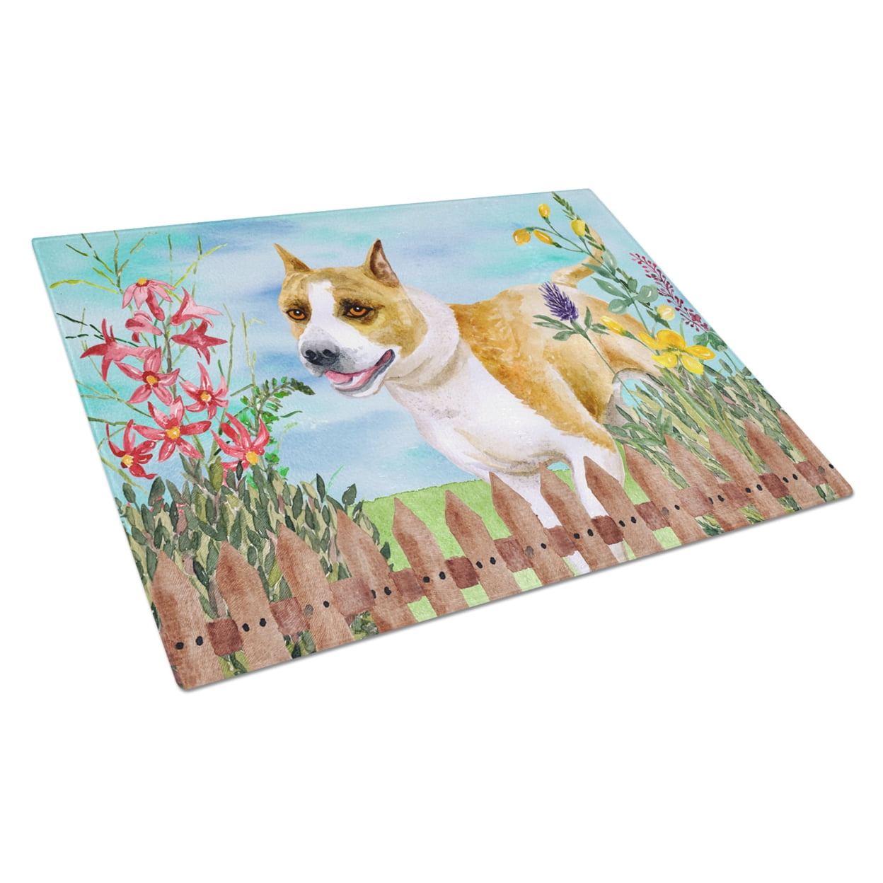 American Staffordshire Spring Glass Cutting Board, Large