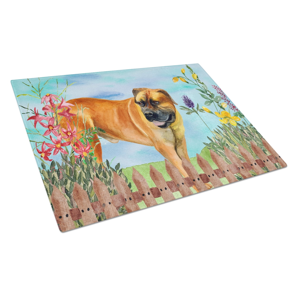 Boerboel Mastiff Spring Glass Cutting Board, Large