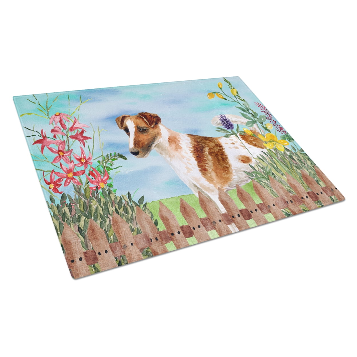 CK1209LCB Smooth Fox Terrier Spring Glass Cutting Board, Large