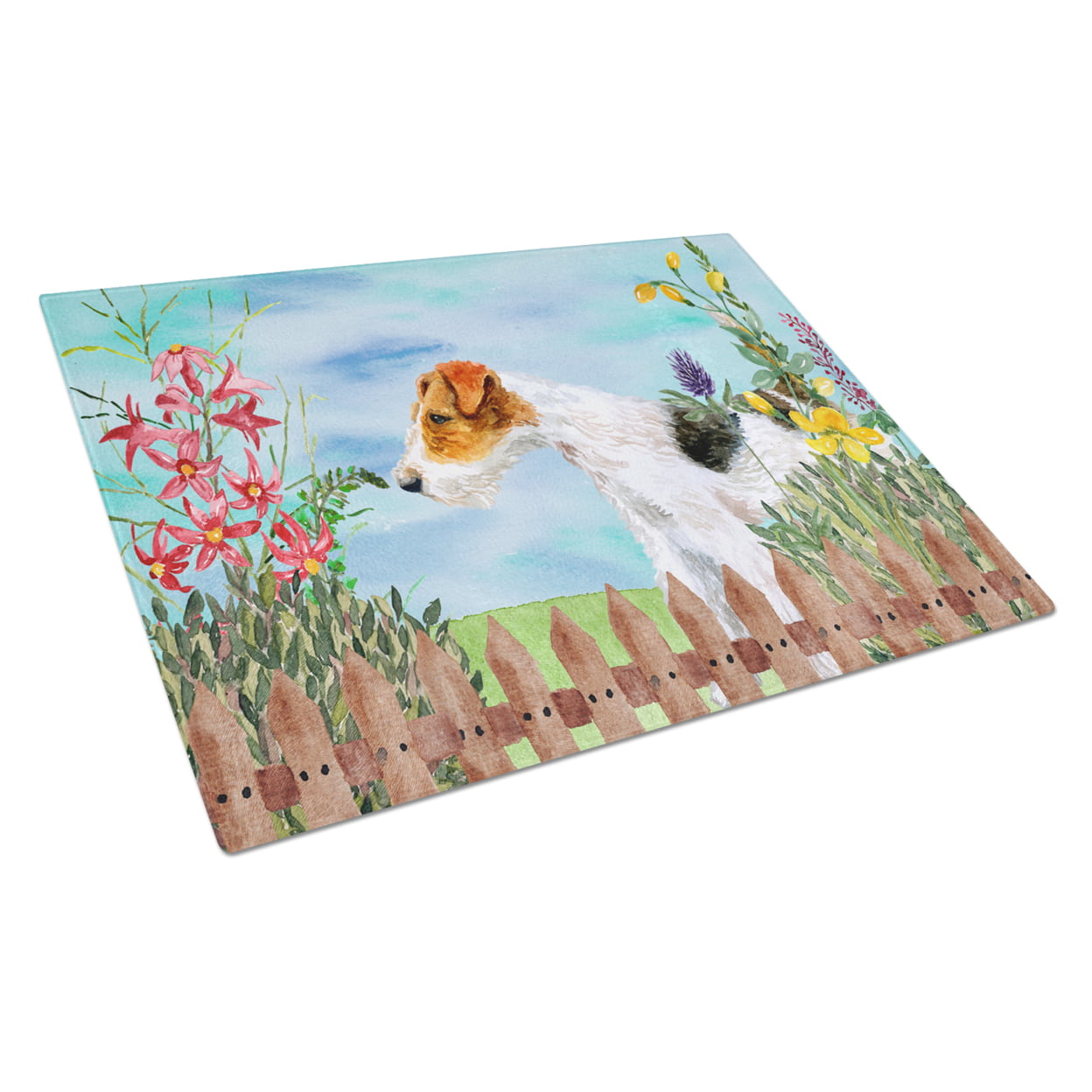 CK1212LCB Fox Terrier Spring Glass Cutting Board, Large