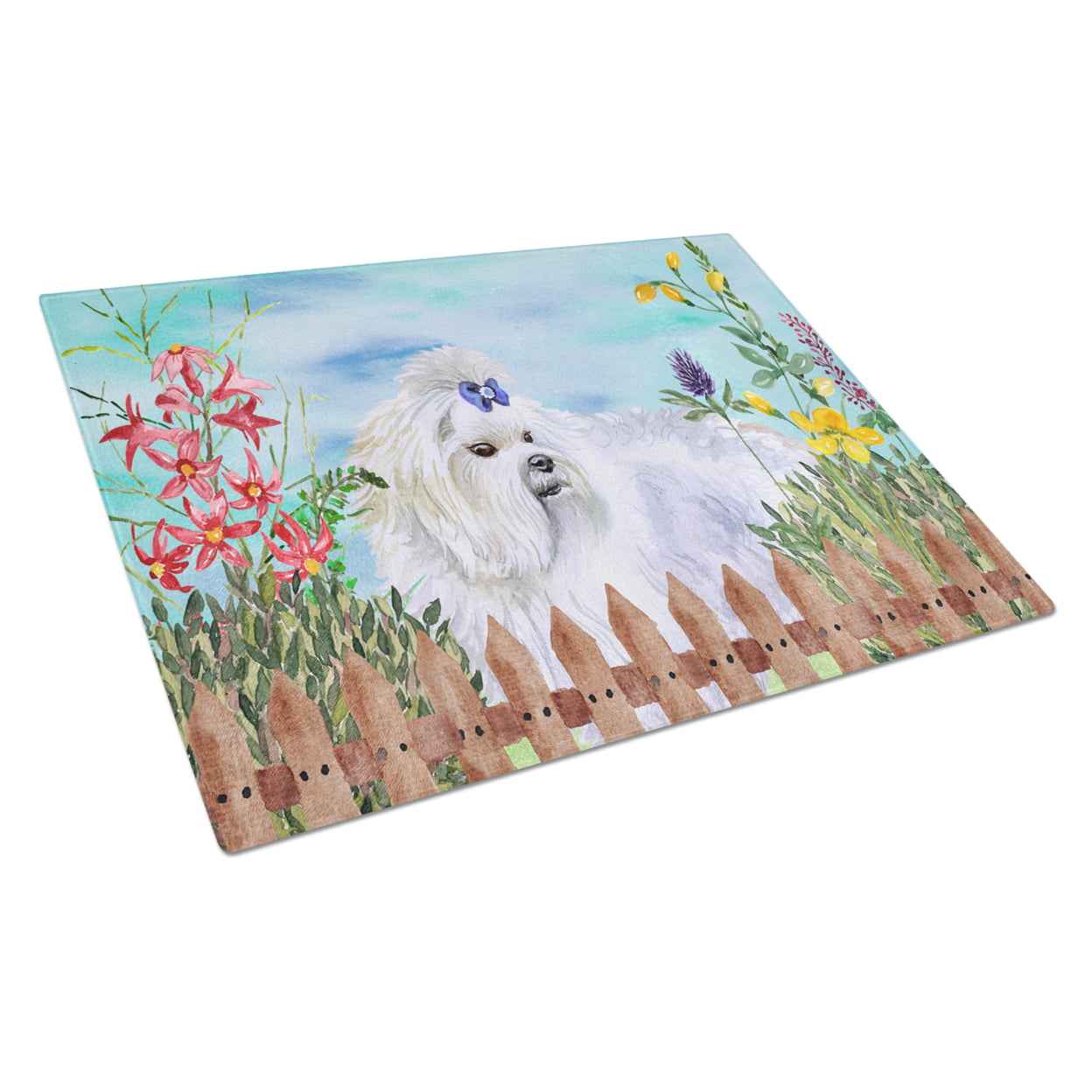 Maltese Spring Glass Cutting Board, Large