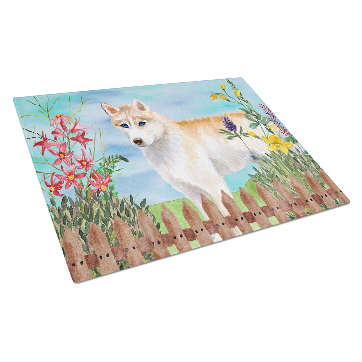 Picture of Carolines Treasures CK1217LCB Siberian Husky Spring Glass Cutting Board, Large
