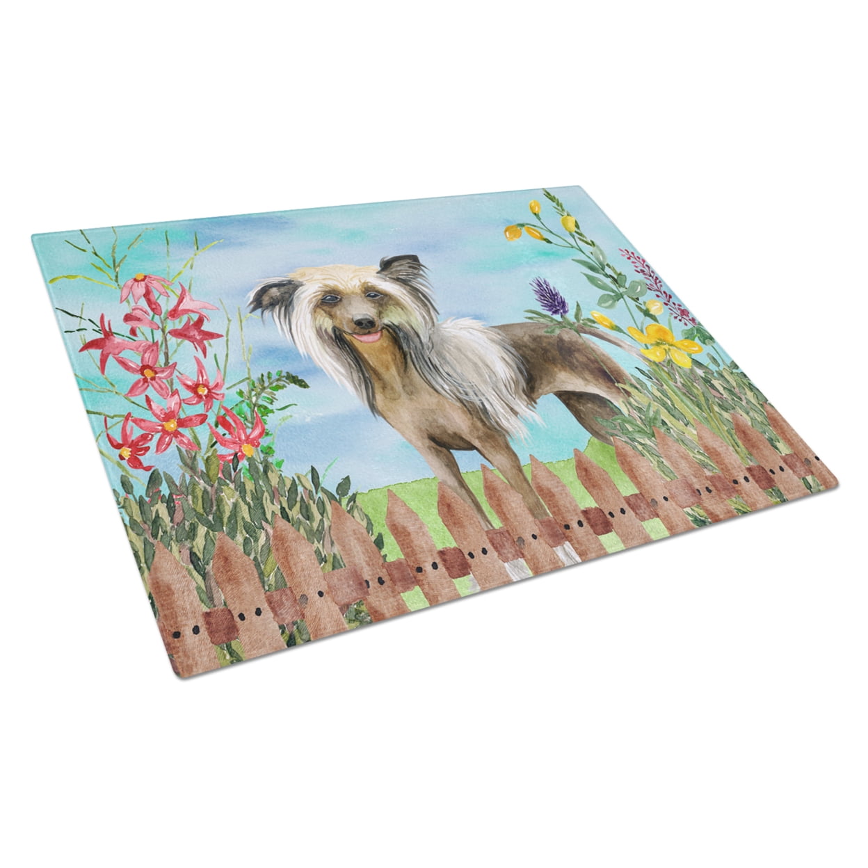 CK1221LCB Chinese Crested Spring Glass Cutting Board, Large