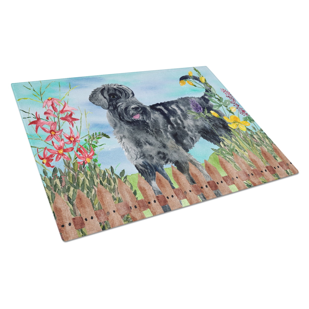 Giant Schnauzer Spring Glass Cutting Board, Large