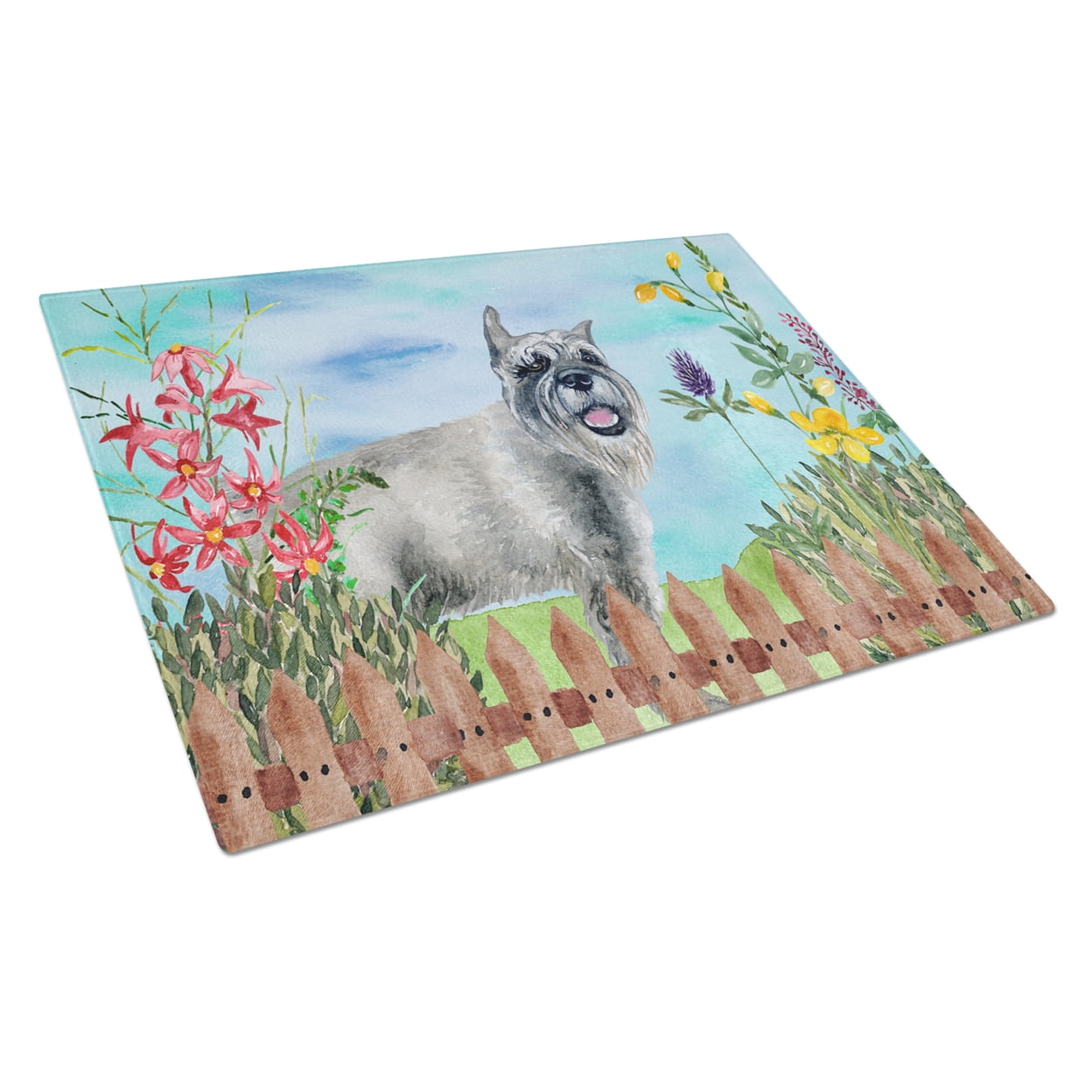 Schnauzer Spring Glass Cutting Board, Large