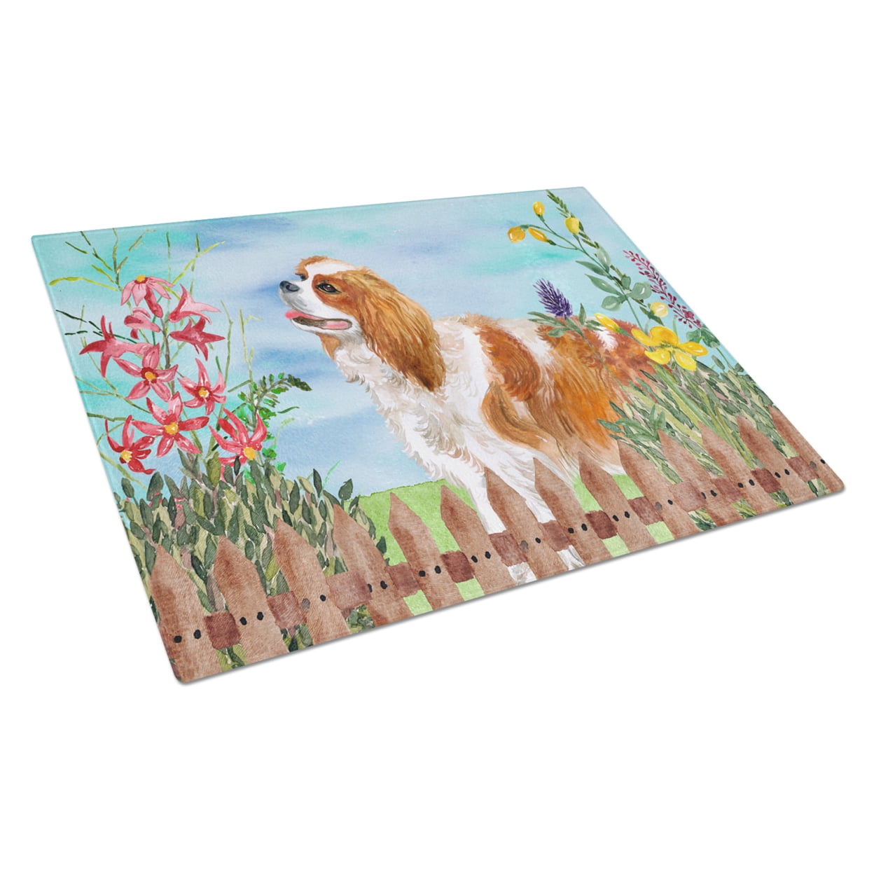 Picture of Carolines Treasures CK1225LCB Cavalier Spaniel Spring Glass Cutting Board, Large