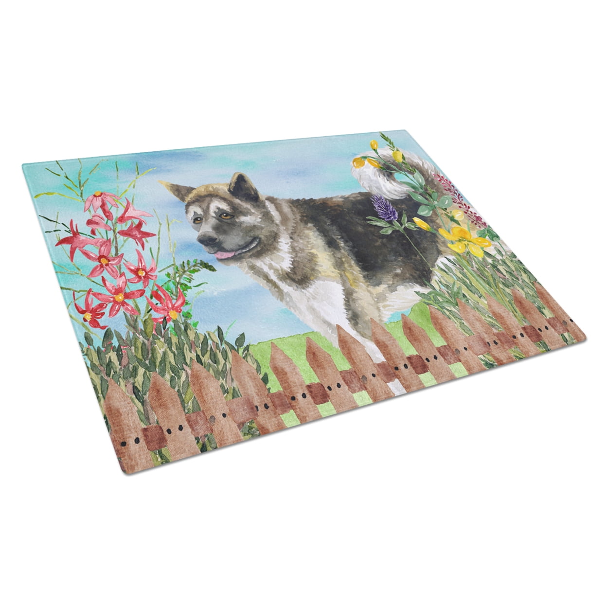 American Akita Spring Glass Cutting Board, Large