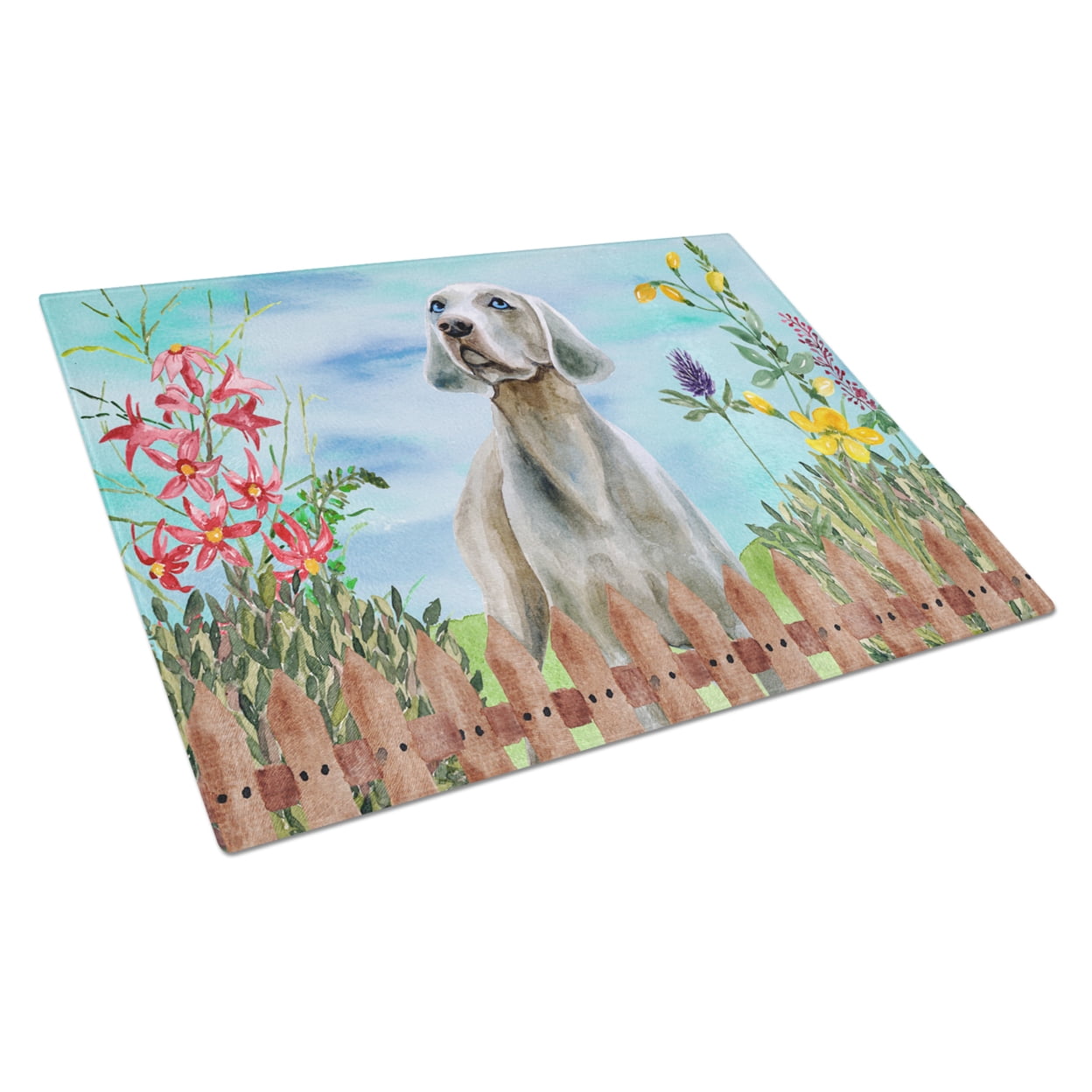Weimaraner Spring Glass Cutting Board, Large