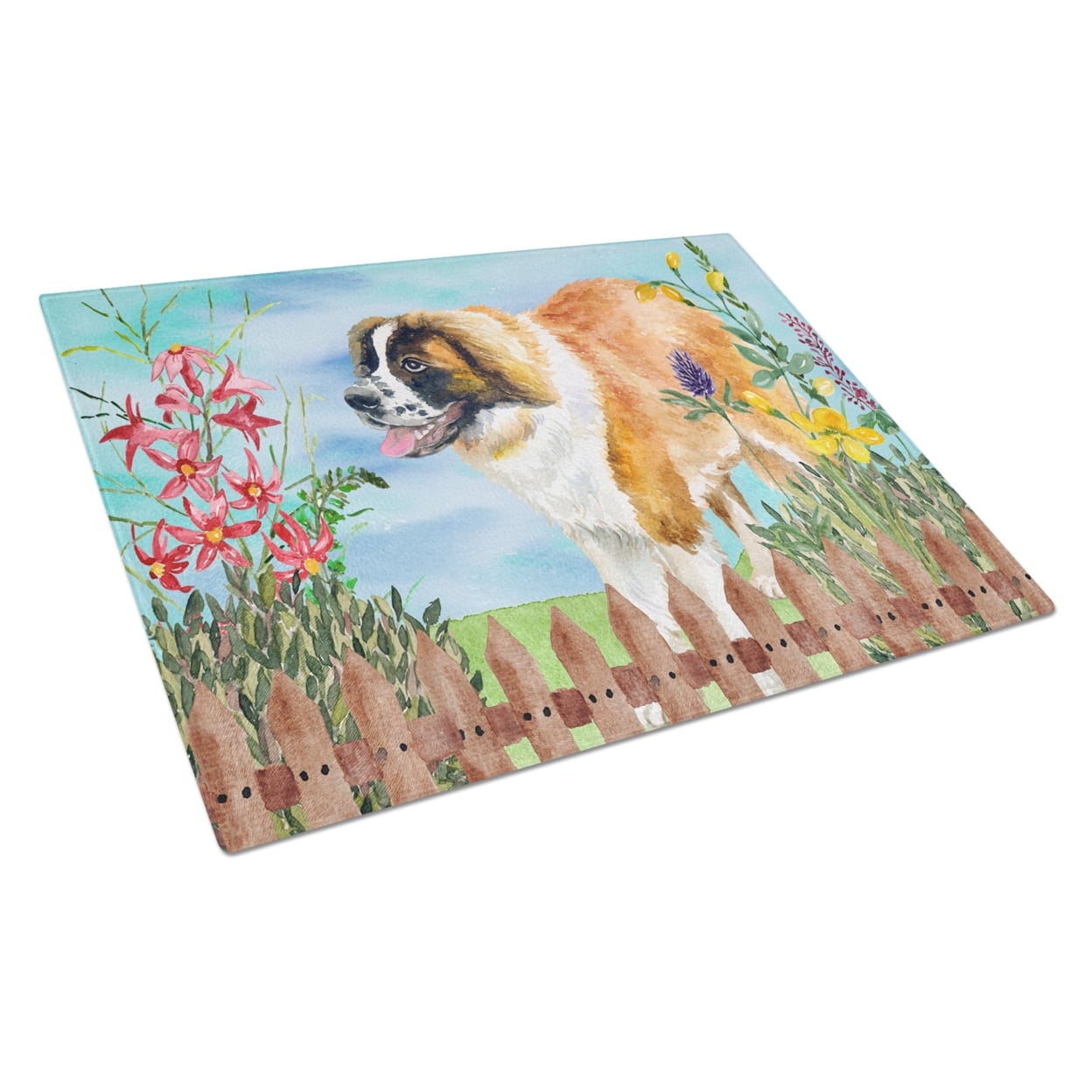 Saint Bernard Spring Glass Cutting Board, Large