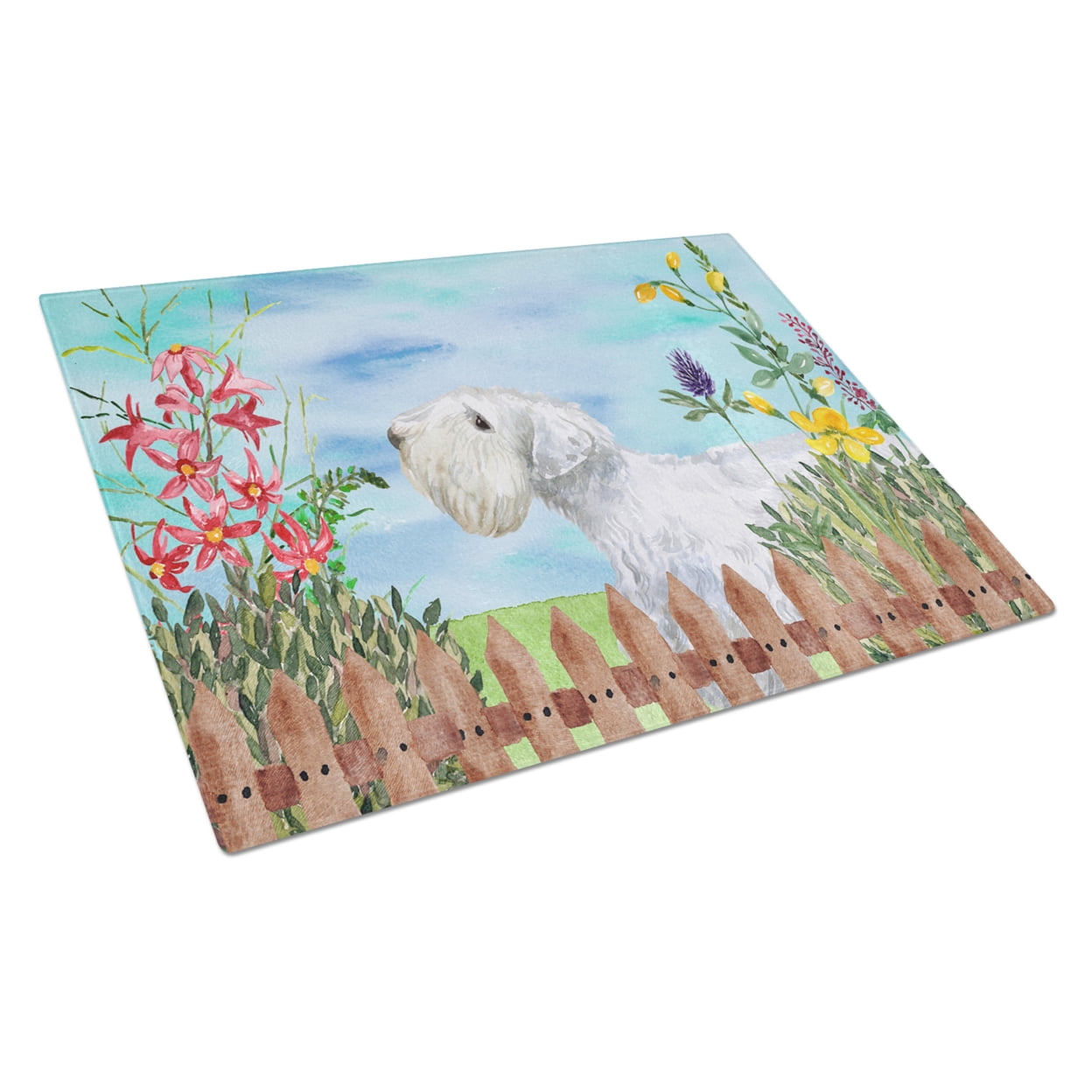 Sealyham Terrier Spring Glass Cutting Board, Large
