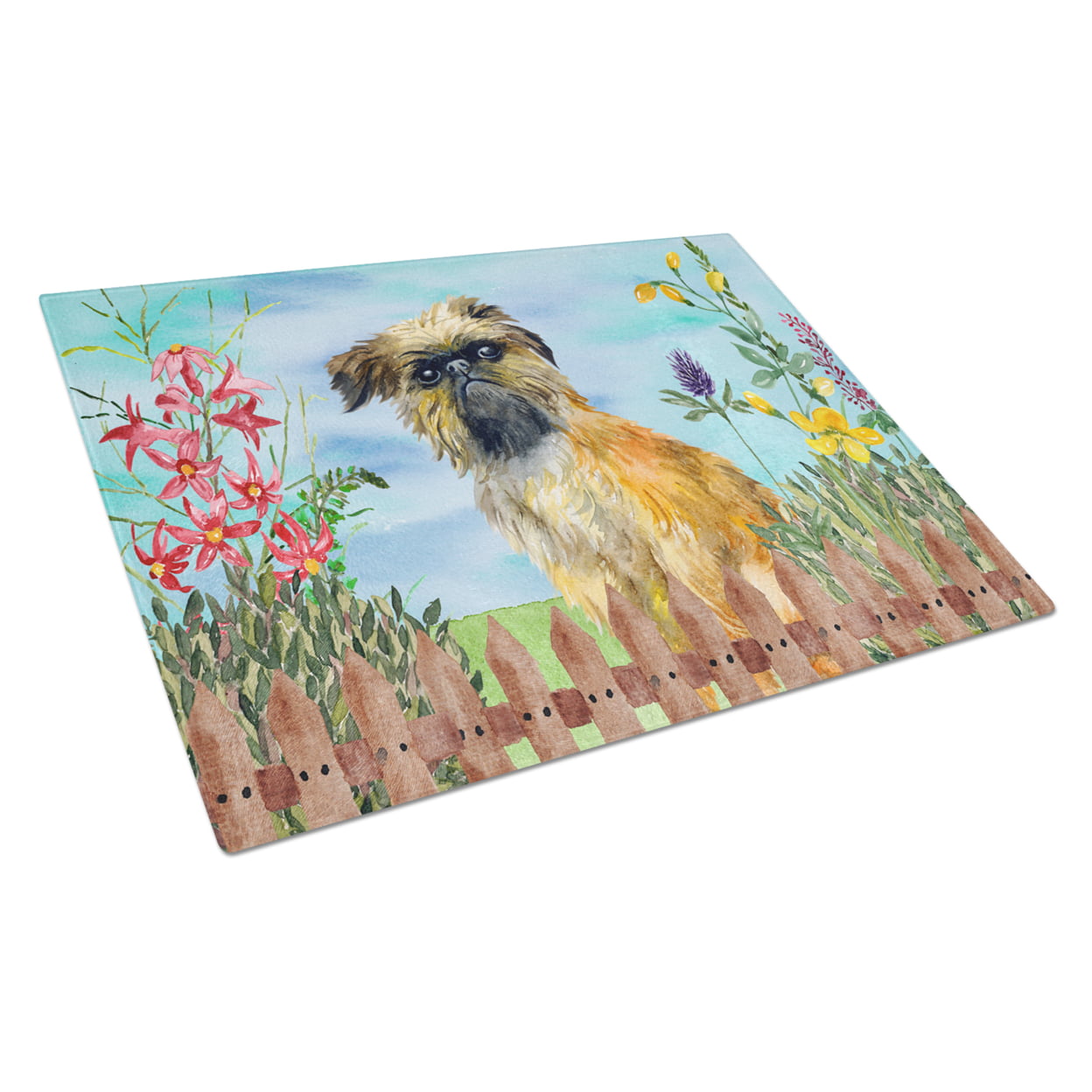 Brussels Griffon Spring Glass Cutting Board, Large