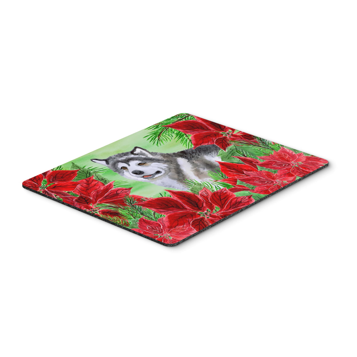 Alaskan Malamute Poinsettas Mouse Pad, Hot Pad or Trivet