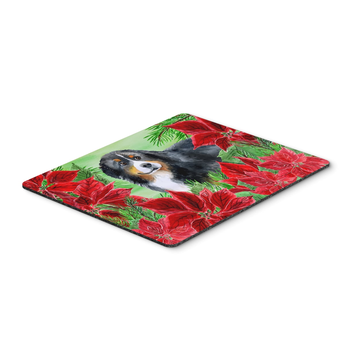 Bernese Mountain Dog Poinsettas Mouse Pad, Hot Pad or Trivet