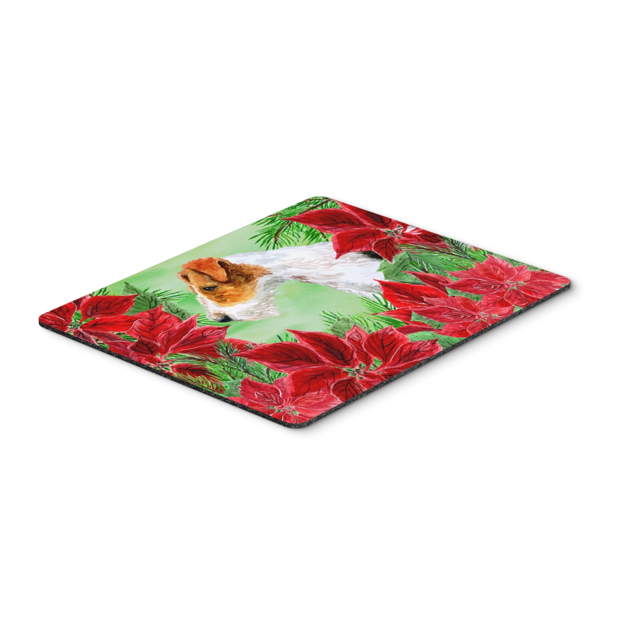 Fox Terrier Poinsettas Mouse Pad, Hot Pad or Trivet