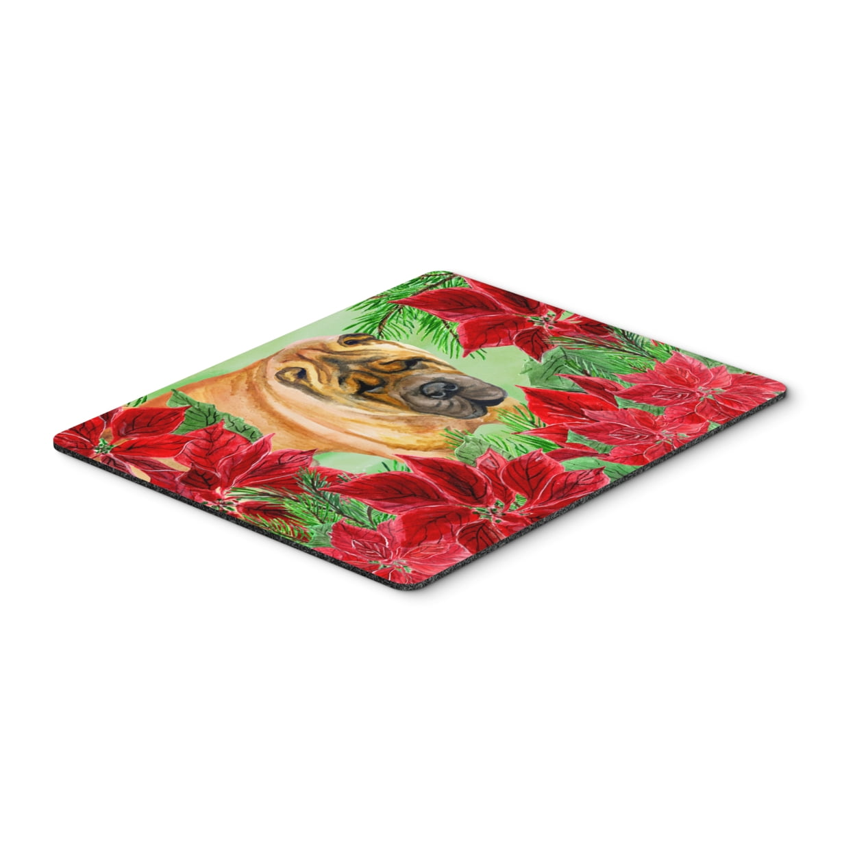 Shar Pei Poinsettas Mouse Pad, Hot Pad or Trivet
