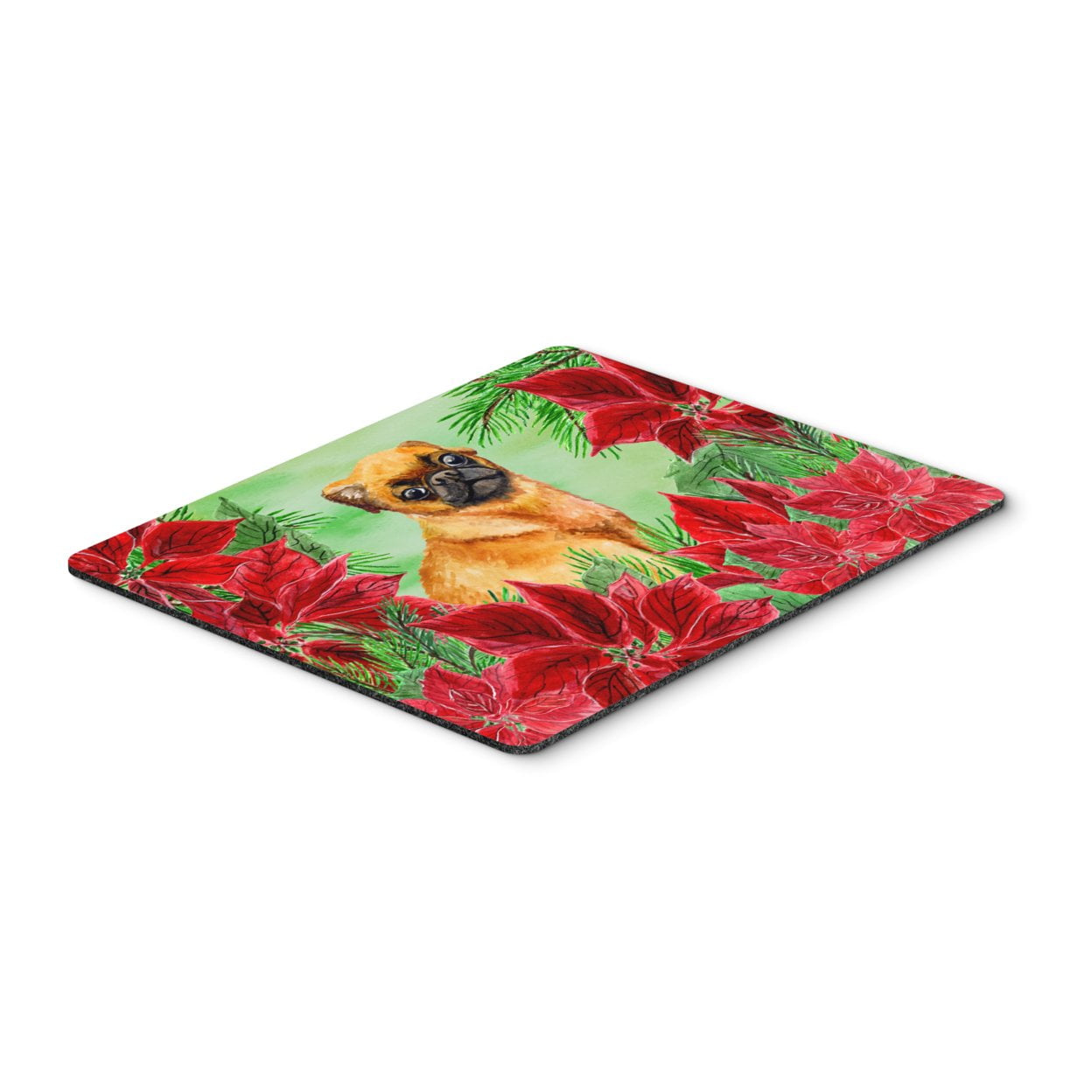 Small Brabant Griffon Poinsettas Mouse Pad, Hot Pad or Trivet