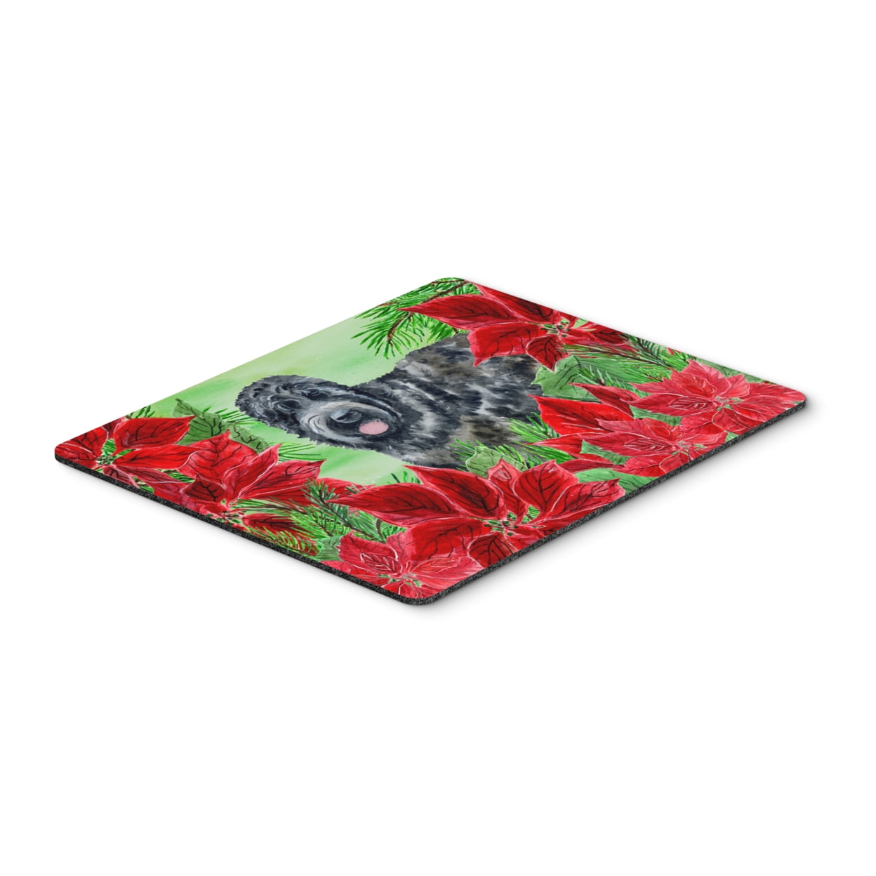 Black Russian Terrier Poinsettas Mouse Pad, Hot Pad or Trivet