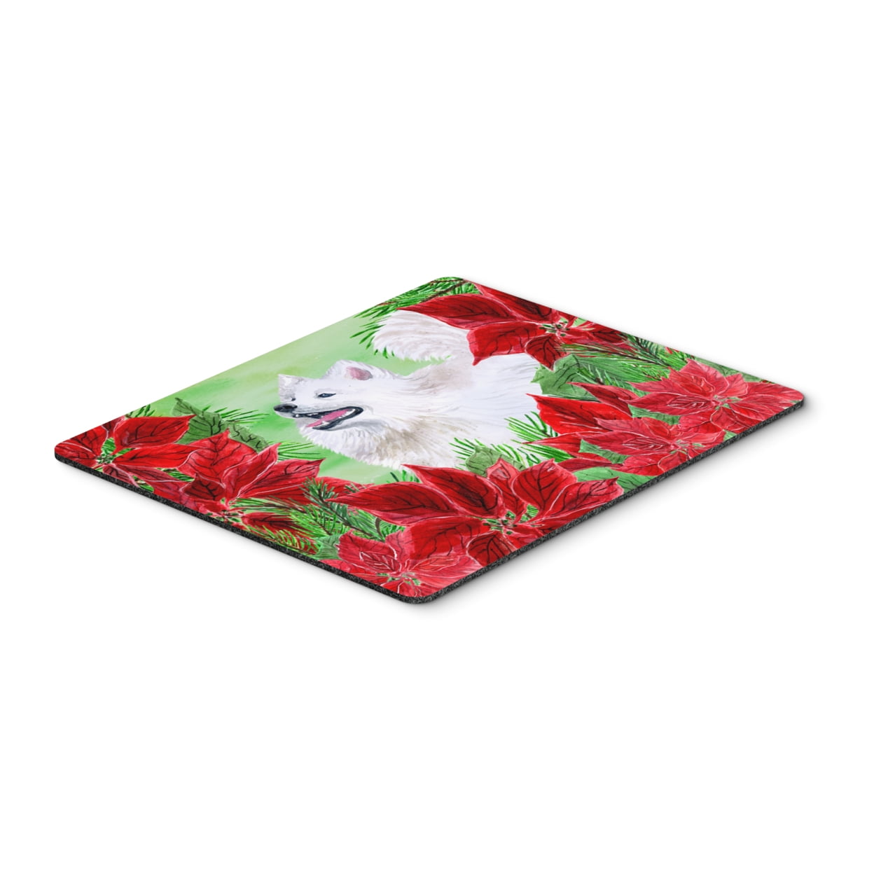 Samoyed Poinsettas Mouse Pad, Hot Pad or Trivet