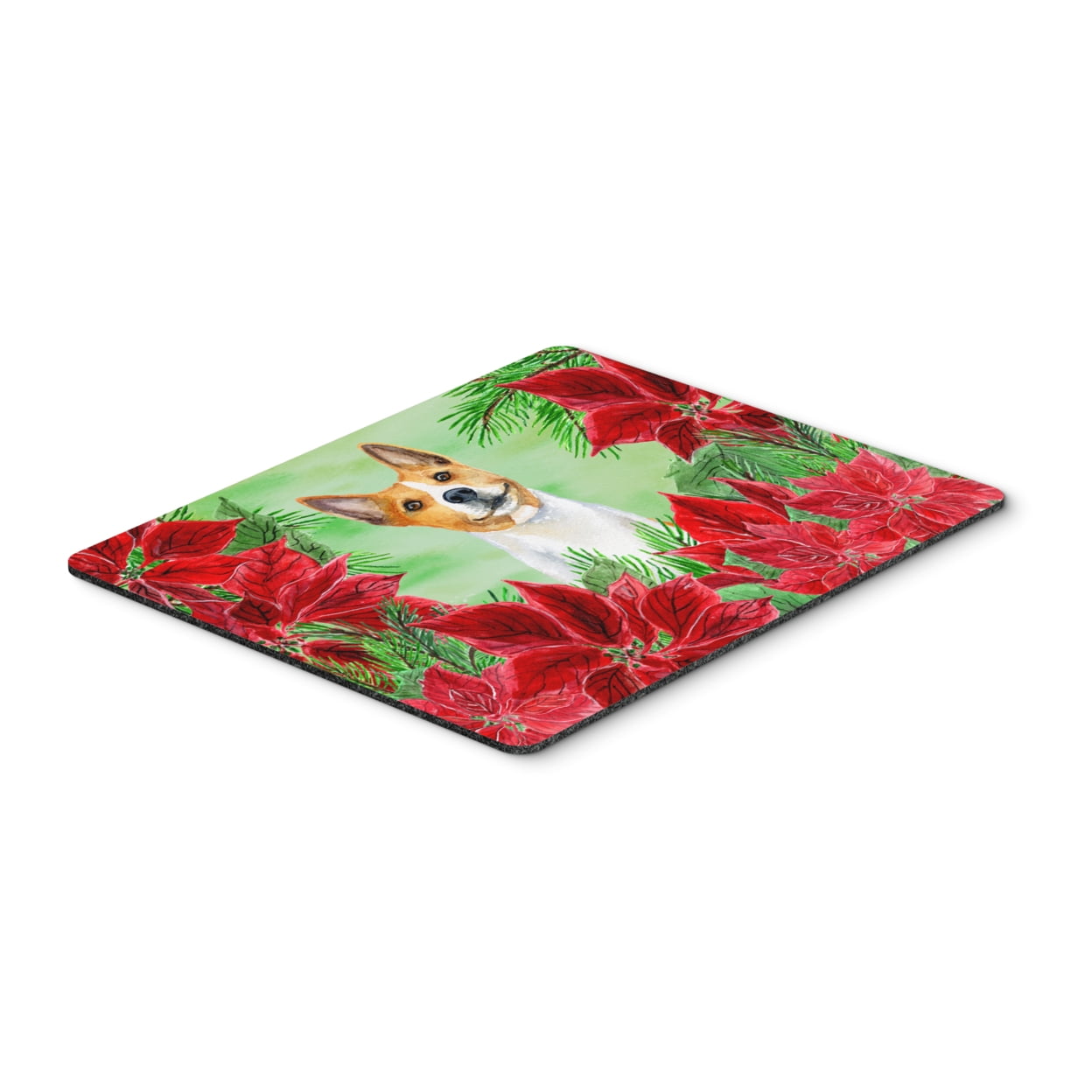 Basenji Poinsettas Mouse Pad, Hot Pad or Trivet