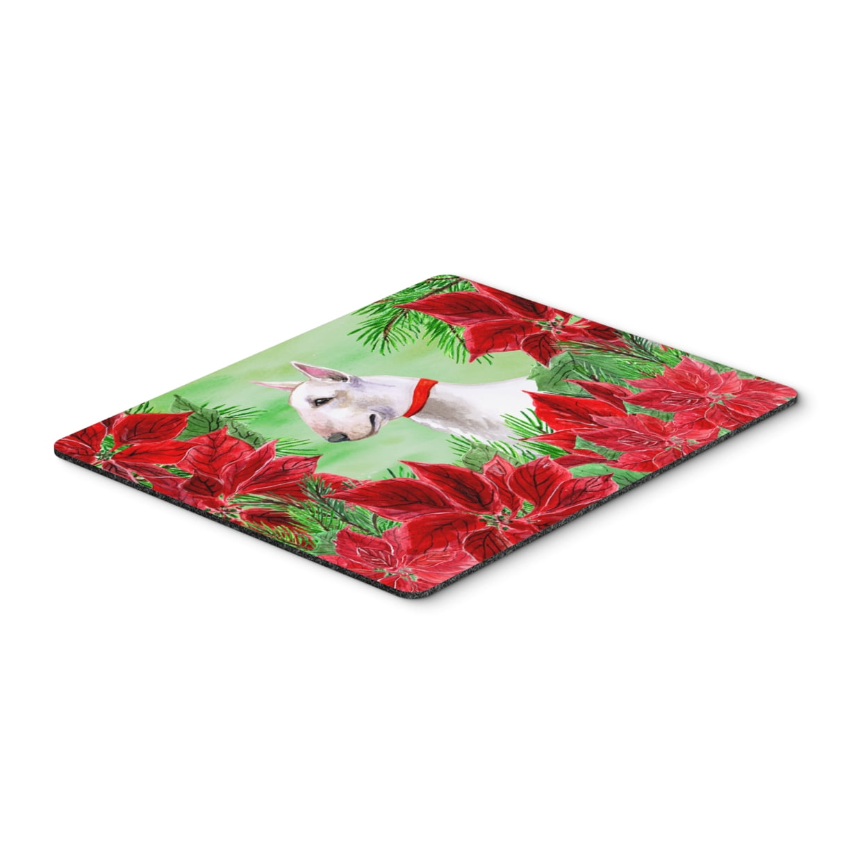 Bull Terrier Poinsettas Mouse Pad, Hot Pad or Trivet