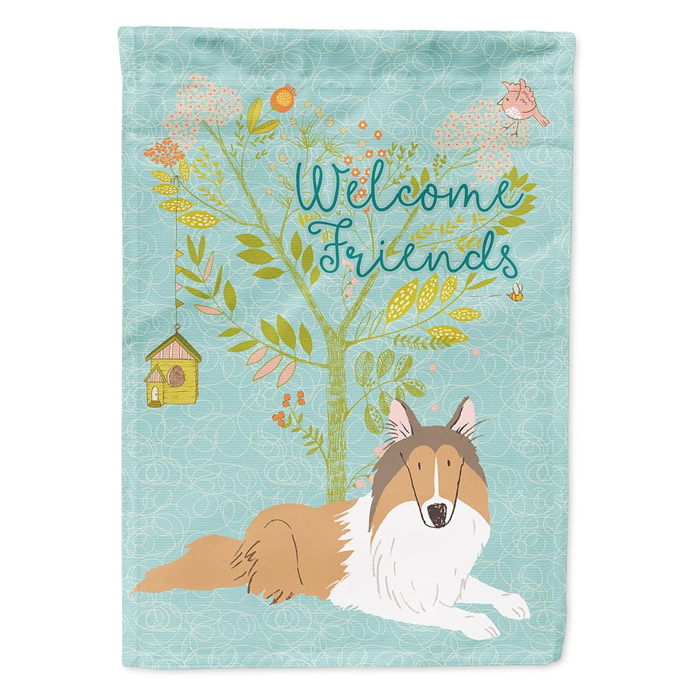 Welcome Friends Collie Flag - Canvas House Size