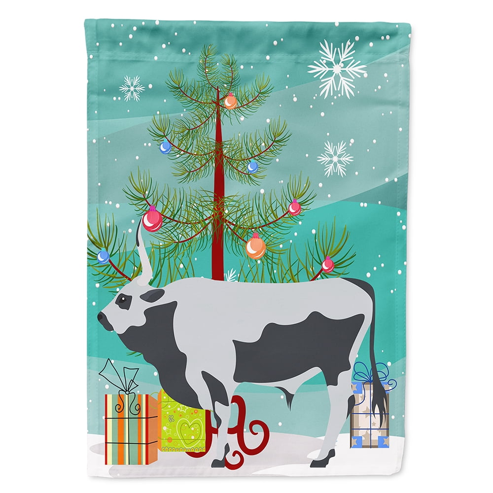 Hungarian Grey Steppe Cow Christmas Flag - Garden Size