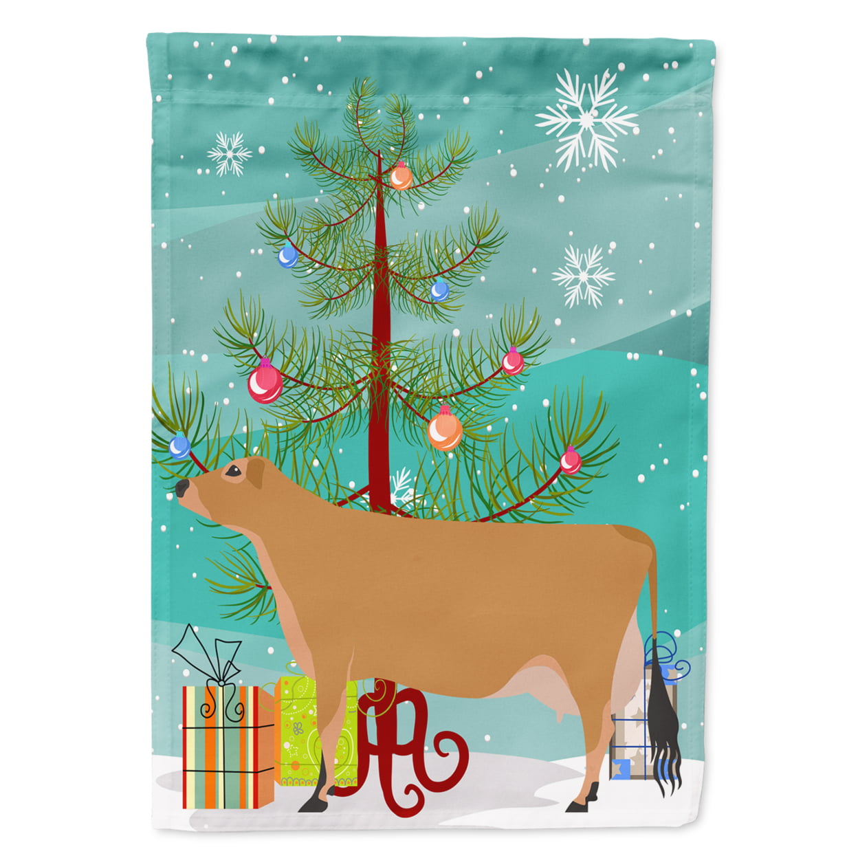 Jersey Cow Christmas Flag - Garden Size