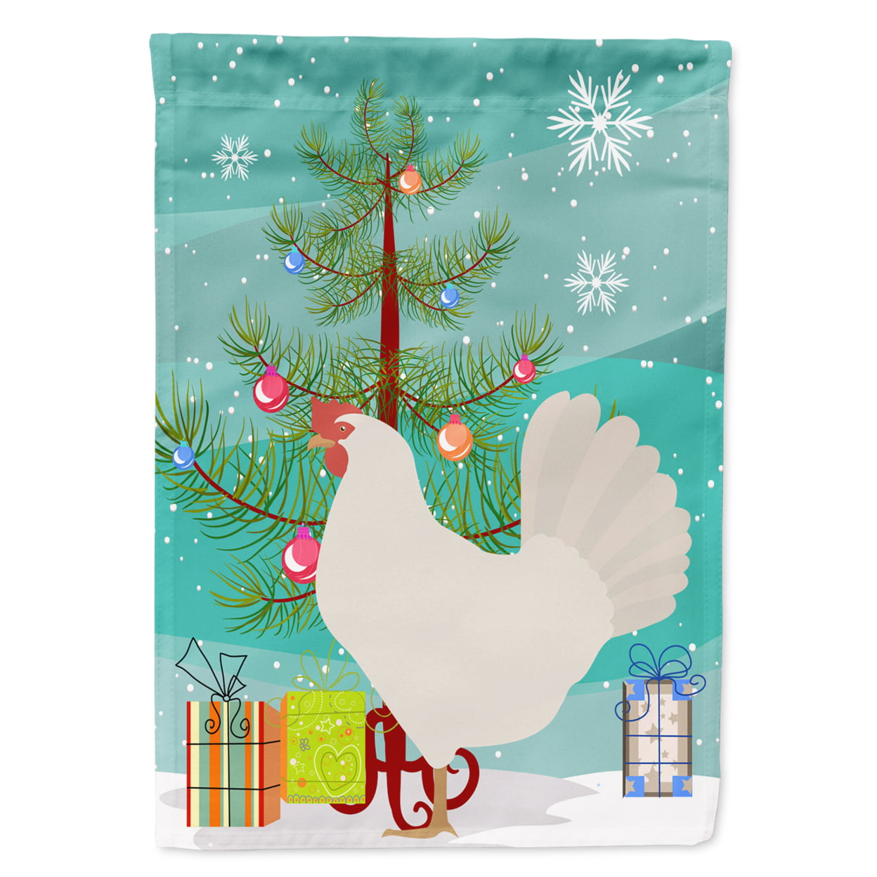 Leghorn Chicken Christmas Flag - Garden Size