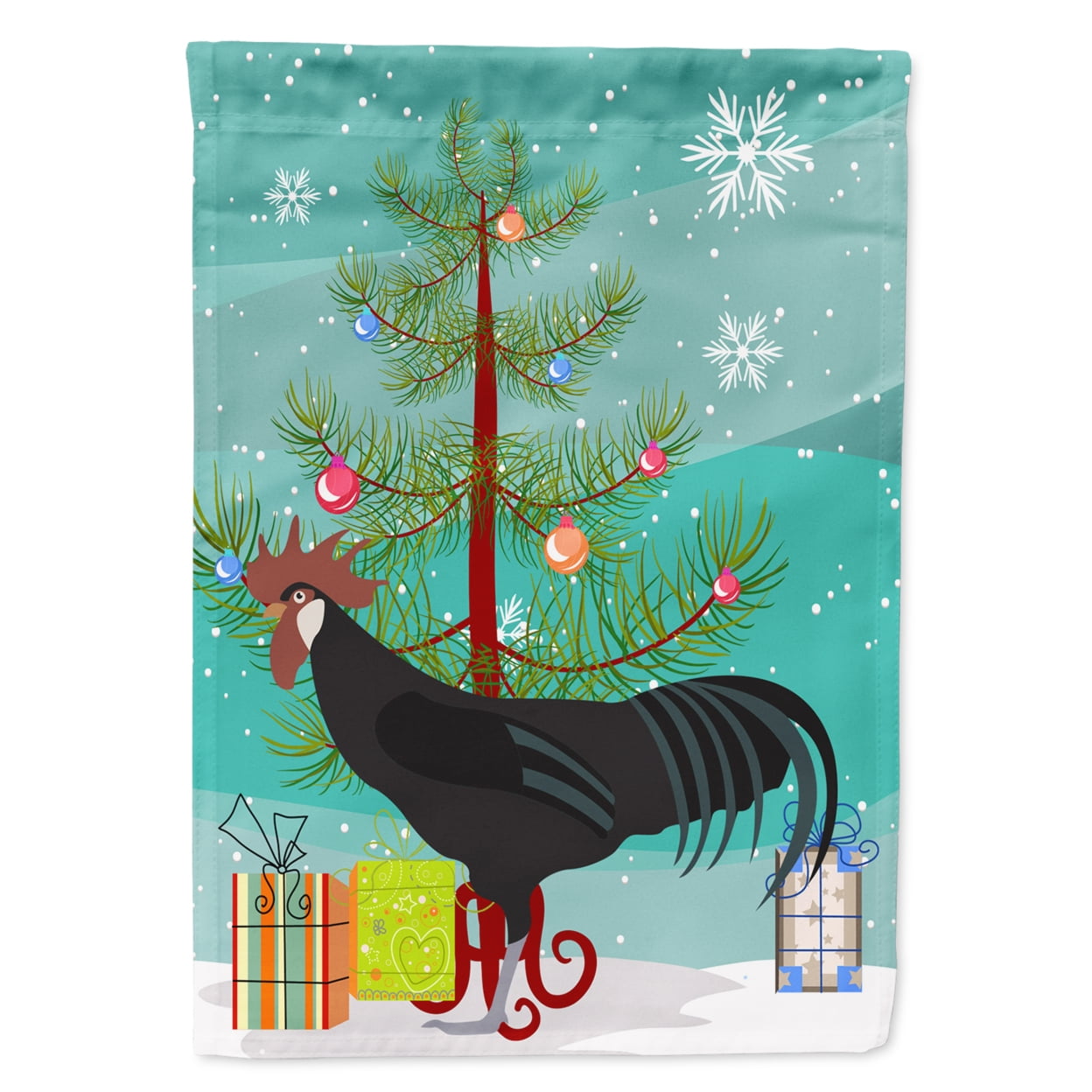 Minorca Ctalalan Chicken Christmas Flag - Garden Size