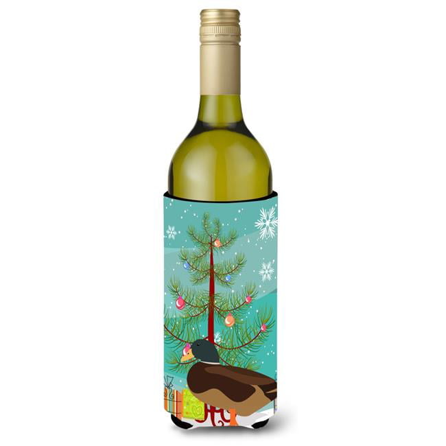Picture of Carolines Treasures BB9234LITERK Silver Bantam Duck Christmas Wine Bottle Beverge Insulator Hugger