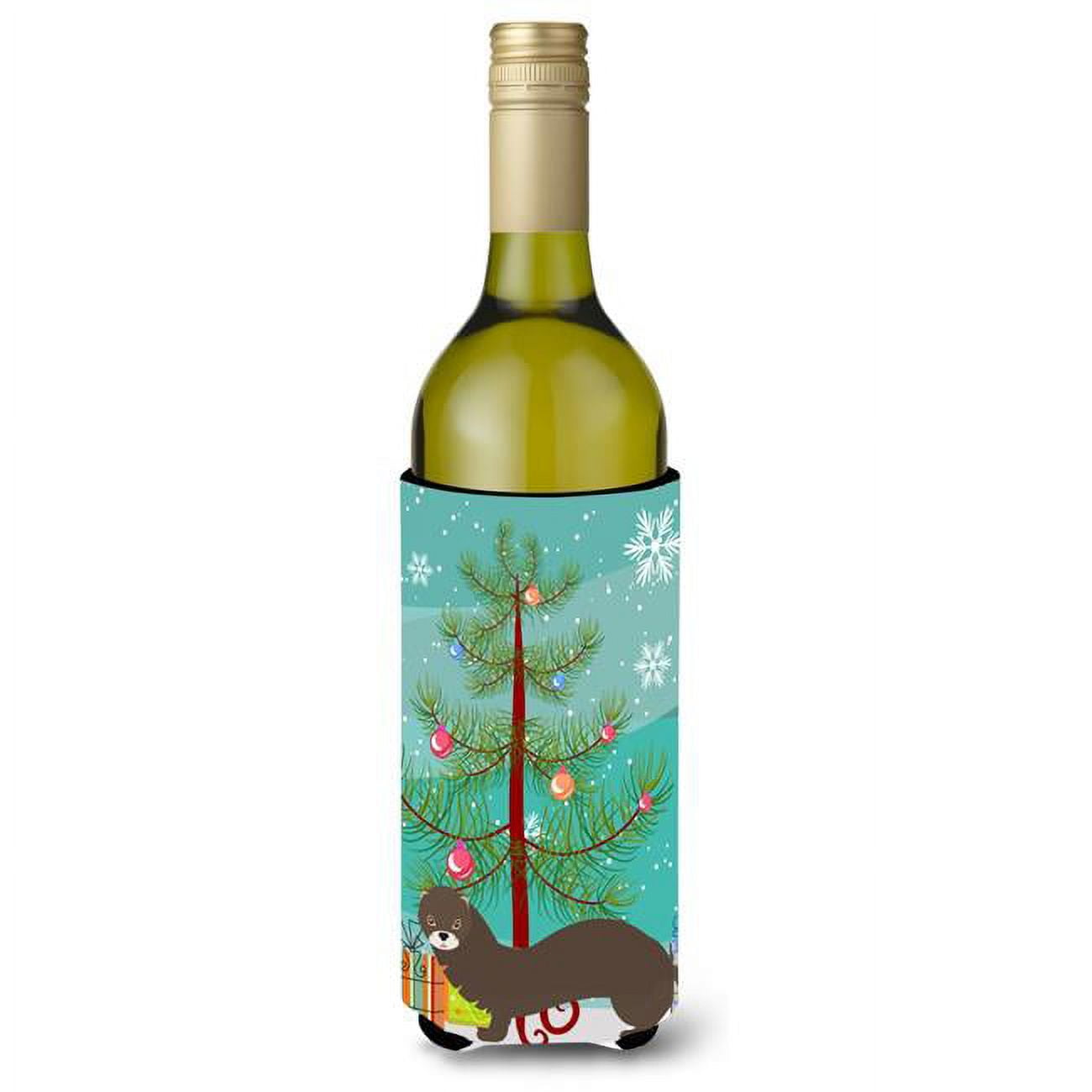 Picture of Carolines Treasures BB9235LITERK Russian or European Mink Christmas Wine Bottle Beverge Insulator Hugger