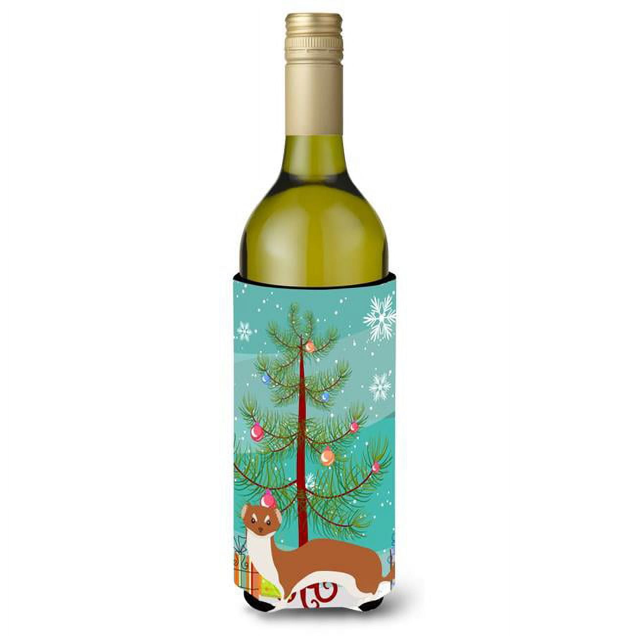 Picture of Carolines Treasures BB9237LITERK Weasel Christmas Wine Bottle Beverge Insulator Hugger