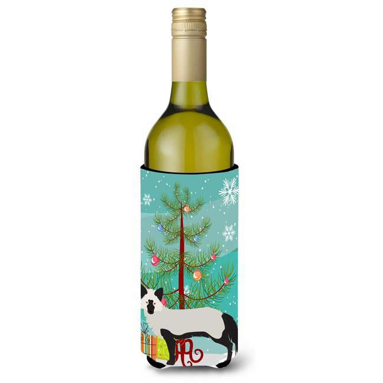 Picture of Carolines Treasures BB9238LITERK Silver Fox Christmas Wine Bottle Beverge Insulator Hugger